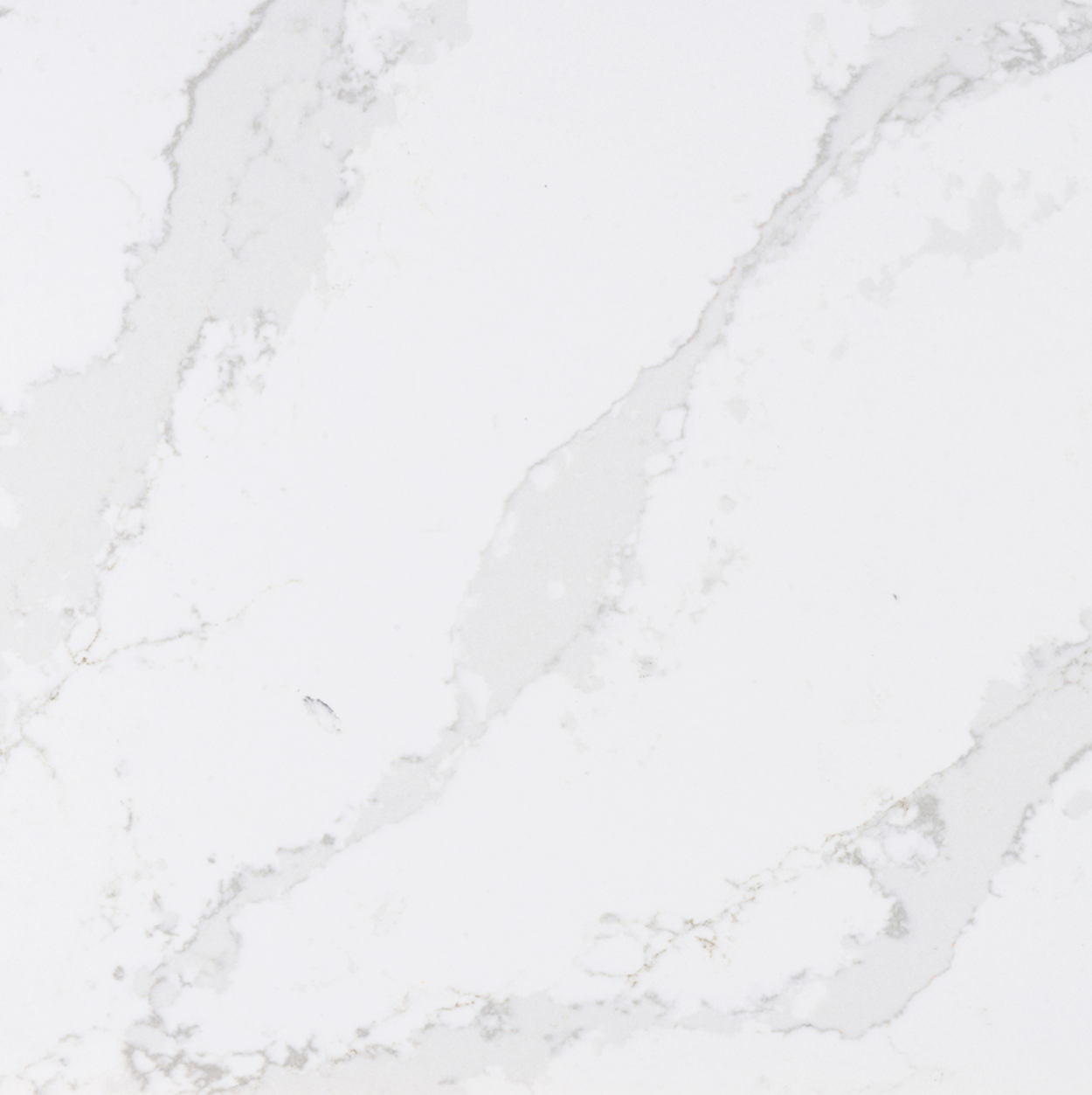 White quartz sample with subtle gray veining selected for the Modern Sophistication institutional project